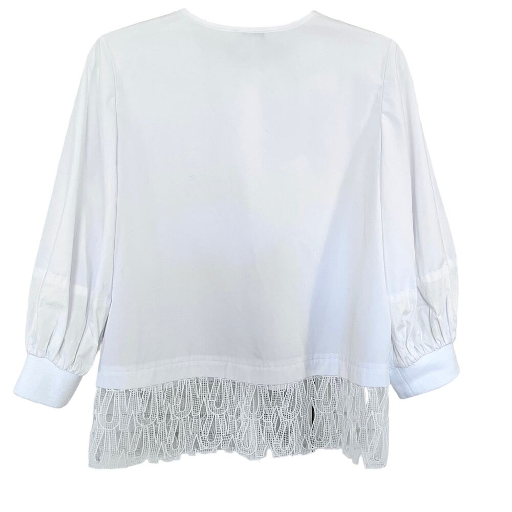 Jason Wu White Poplin Blouse Lace Trim Reworked  XS